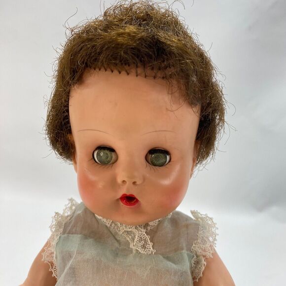 Vintage Creepy Scary Baby Doll Fuzzy Hair Open Close Eyes Rubber Body Move Limbs - Picture 11 of 16